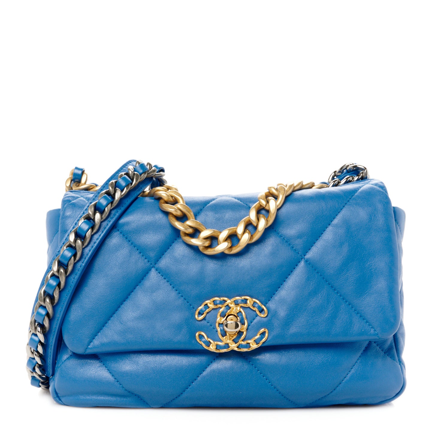 Lambskin Quilted Medium Chanel 19 Flap Blue