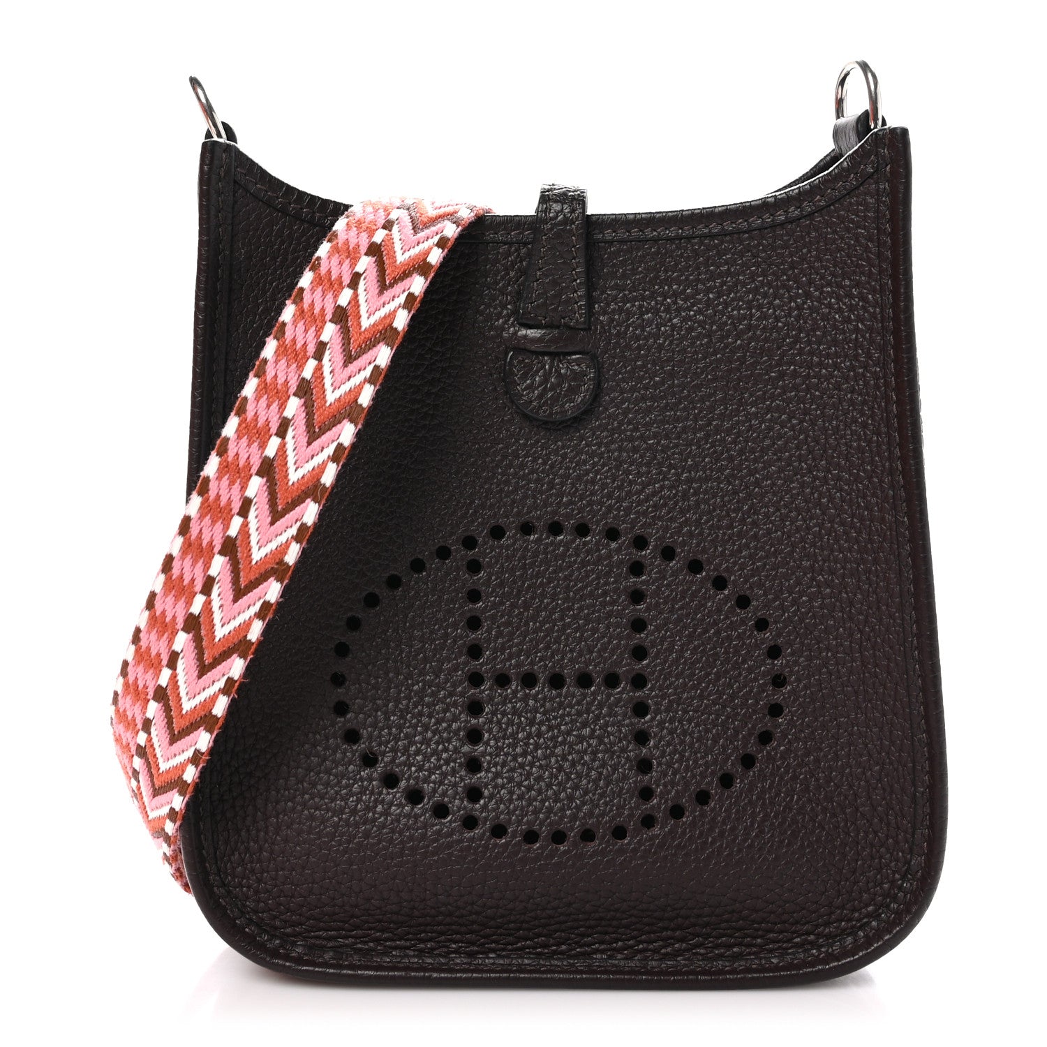 Hermes Taurillon Clemence Allegro Evelyne TPM Havane Rose Confetti White 1 of 11