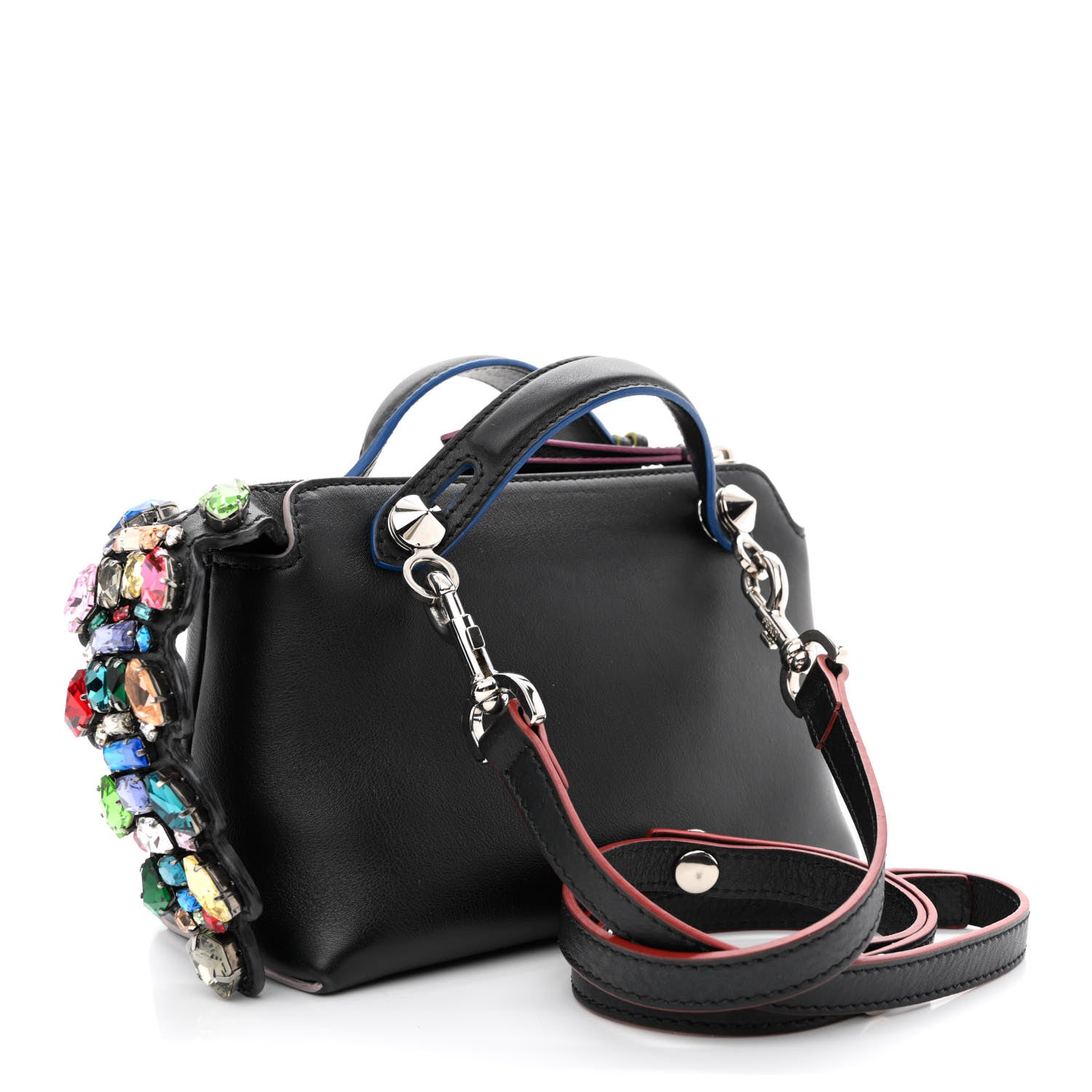 Fendi Vitello Dolce Crystal Croc Tail Mini By The Way Boston Bag Black Multicolor 3 of 10