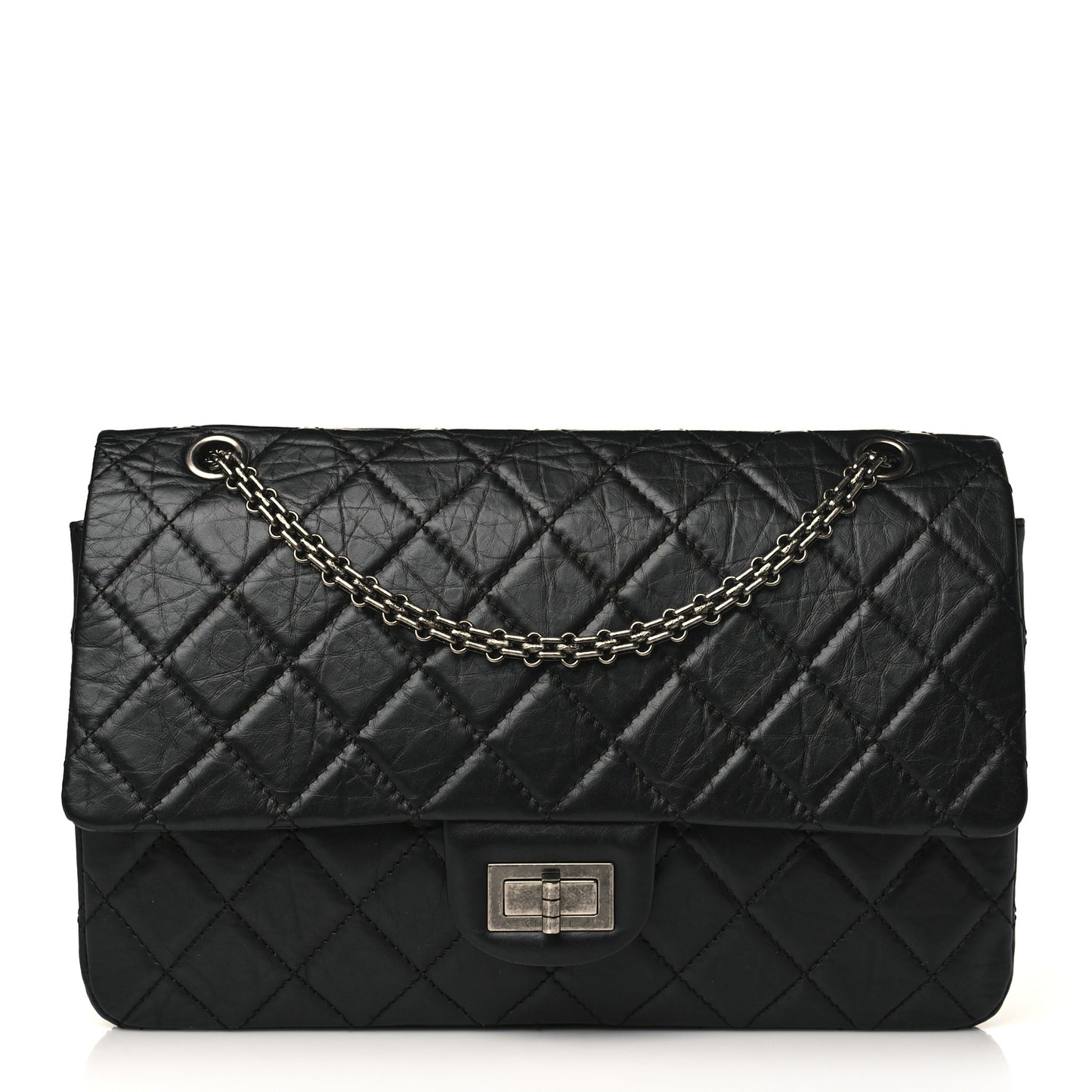Aged Calfskin Quilted 2.55 Reissue 227 Flap Black