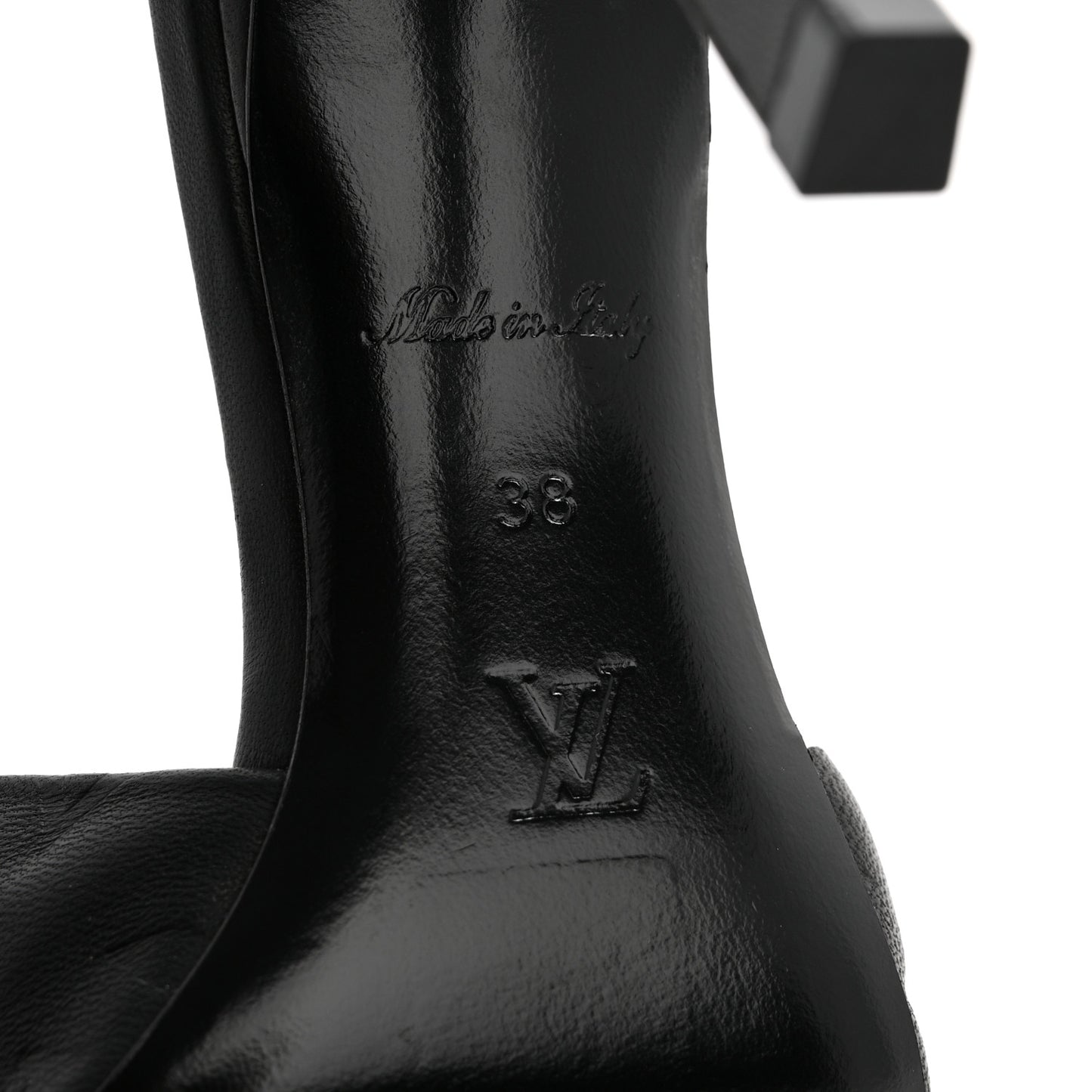 Lambskin Embossed Monogram Revival High Heel Mules 38 Black