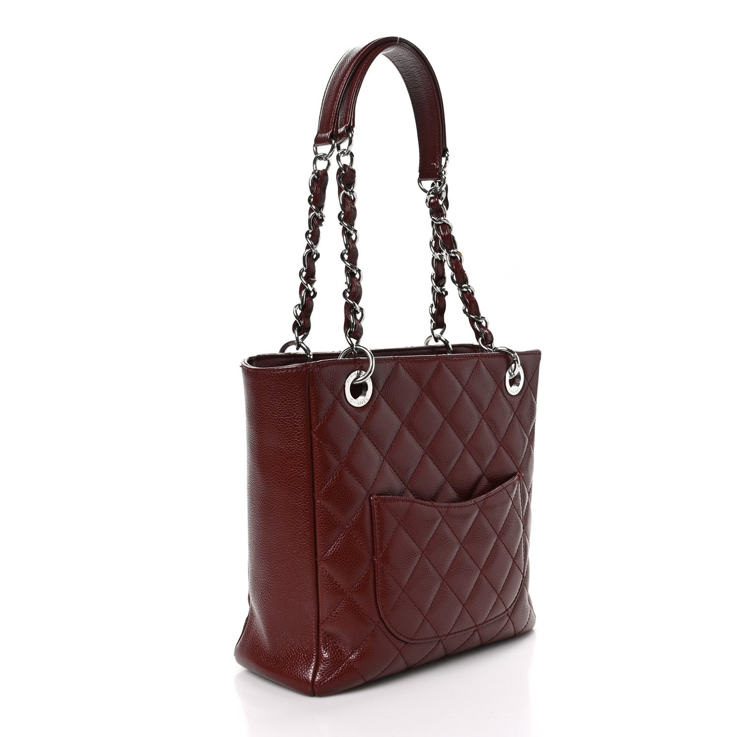 Chanel Caviar Quilted Petit Shopping Tote PST Burgundy 3 of 11