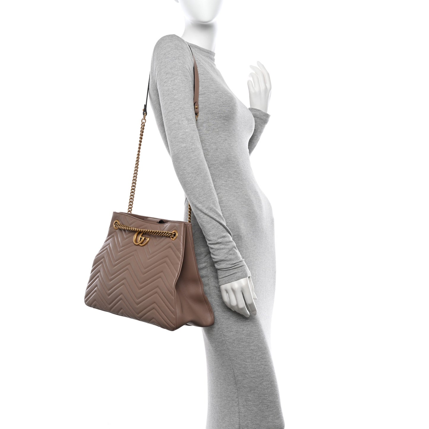 Calfskin Matelasse Medium GG Marmont Shoulder Tote Bag Porcelain Rose