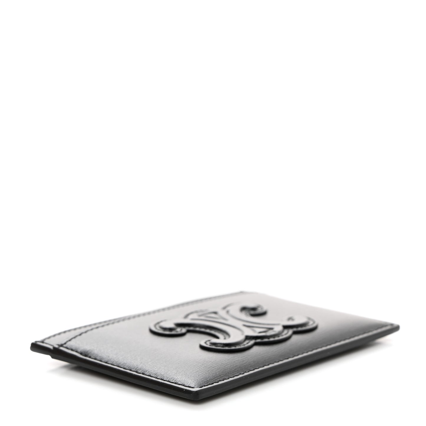 Smooth Lambskin Triomphe Card Holder Black