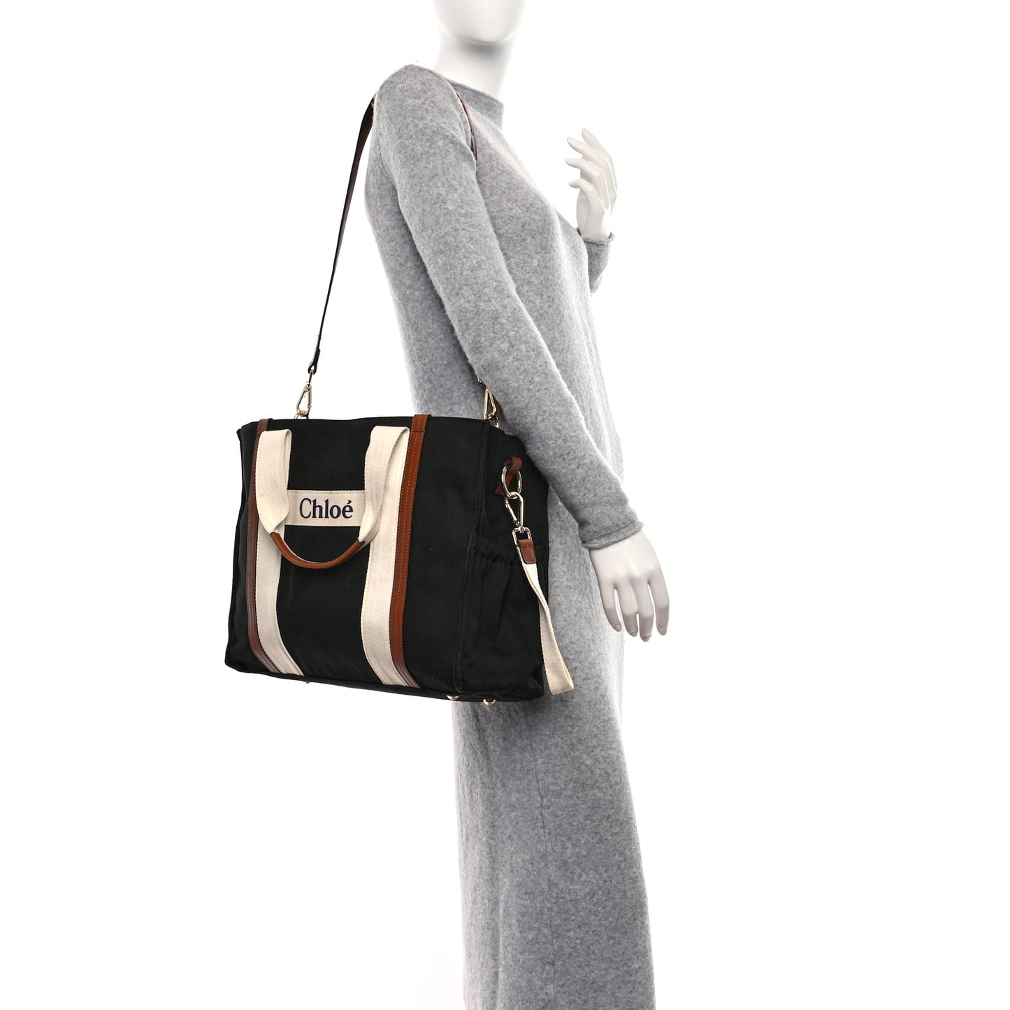 Cotton Calfskin Changing Bag Black