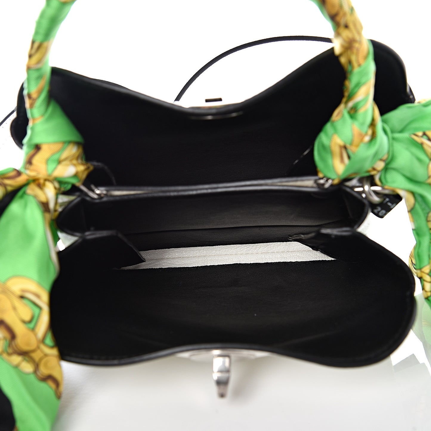 Goatskin XS Flap Scarf Top Handle Bag White