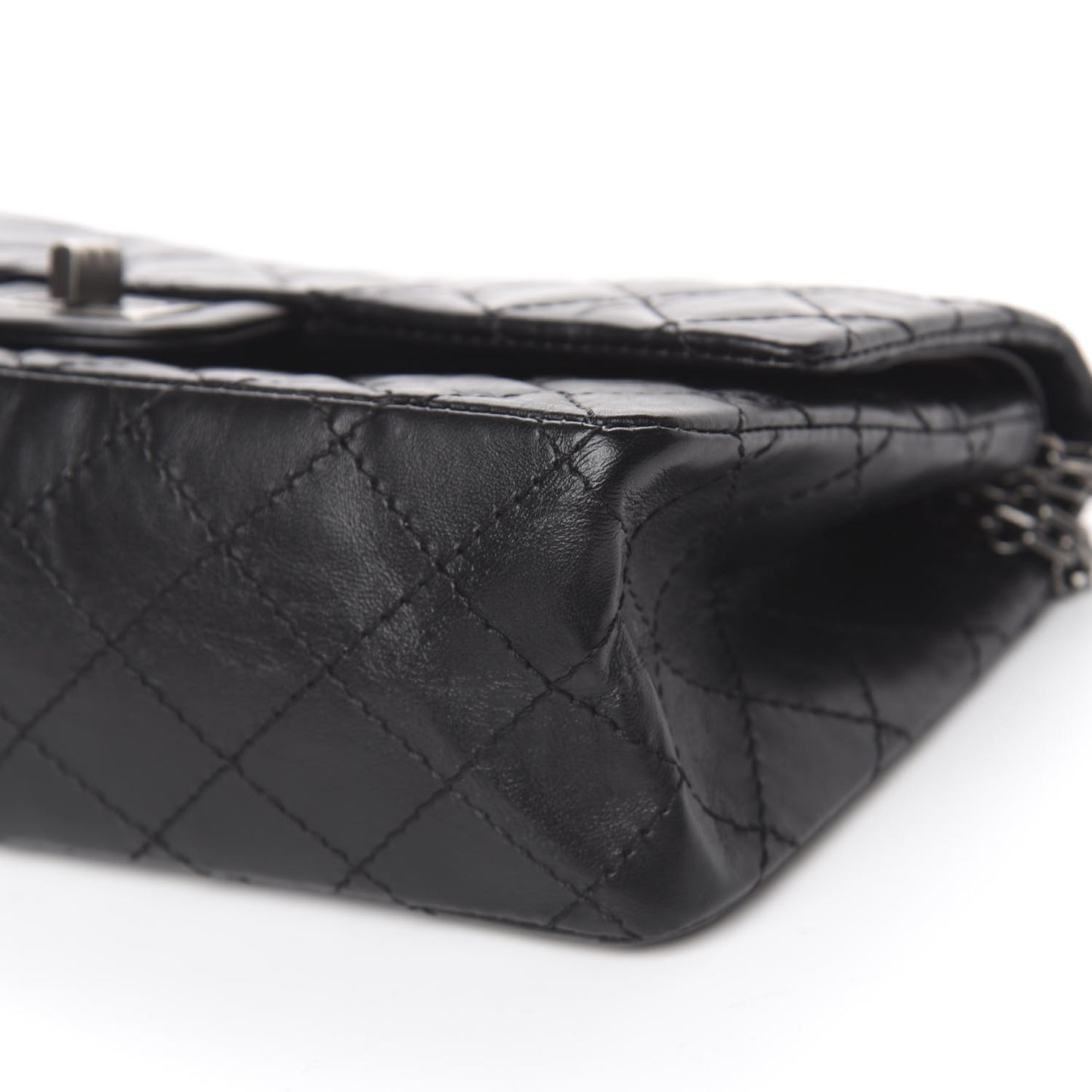 Aged Calfskin Quilted 2.55 Reissue 225 Flap Black