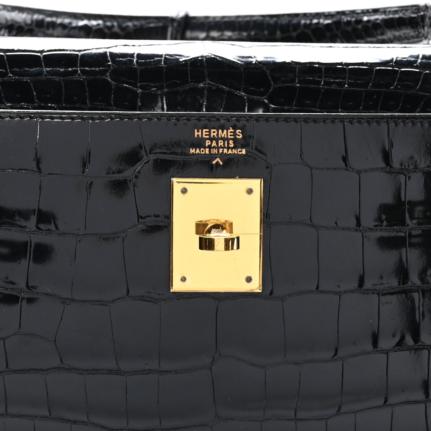 Shiny Porosus Crocodile Kelly Sellier 32 Black
