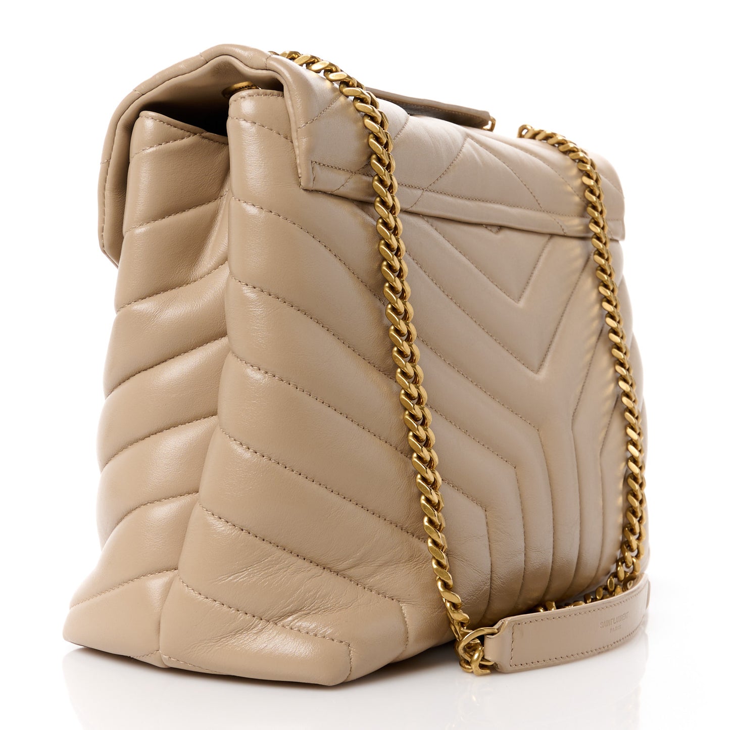 Calfskin Y Quilted Monogram Medium Loulou Chain Satchel Dark Beige