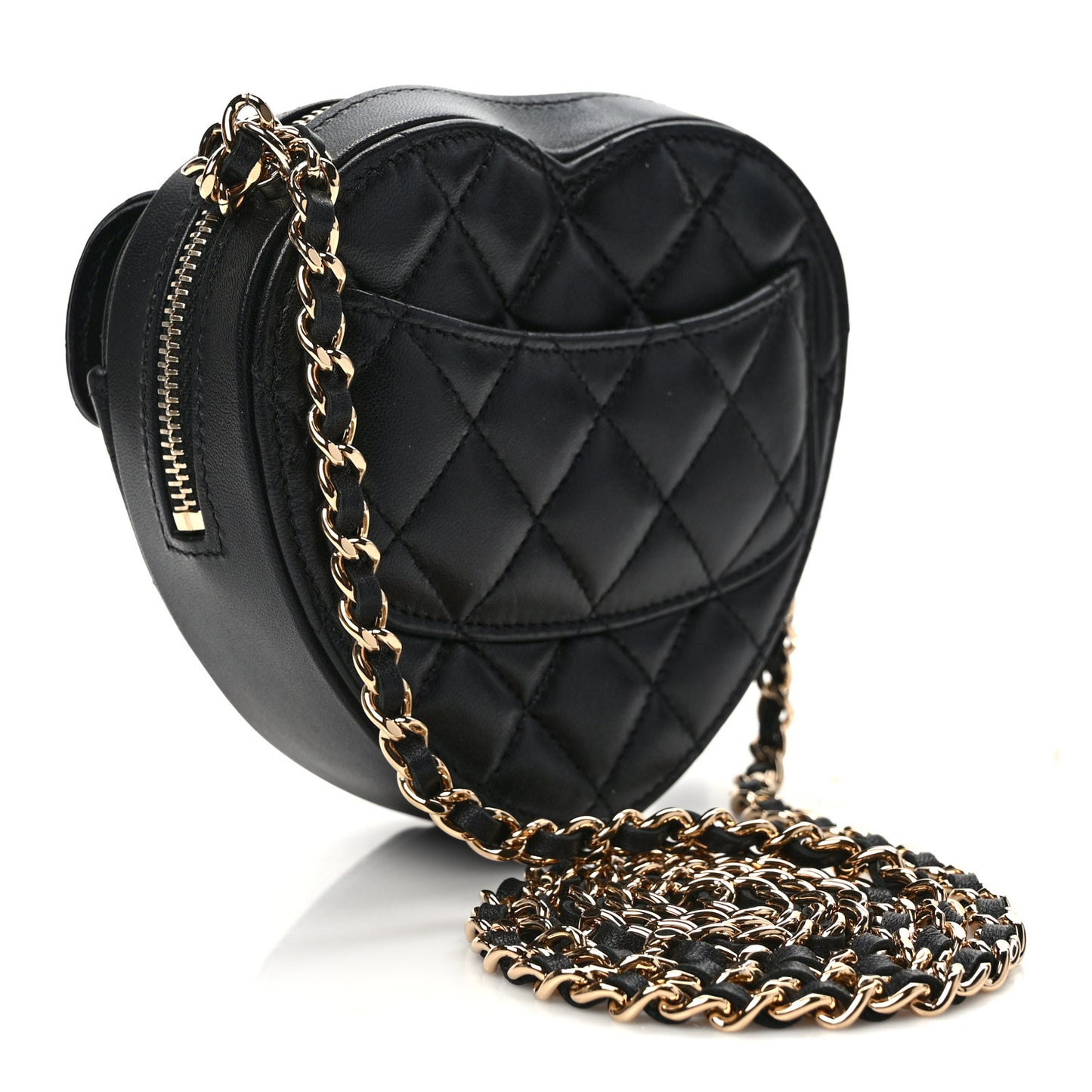 Lambskin Quilted CC In Love Heart Clutch With Chain Black