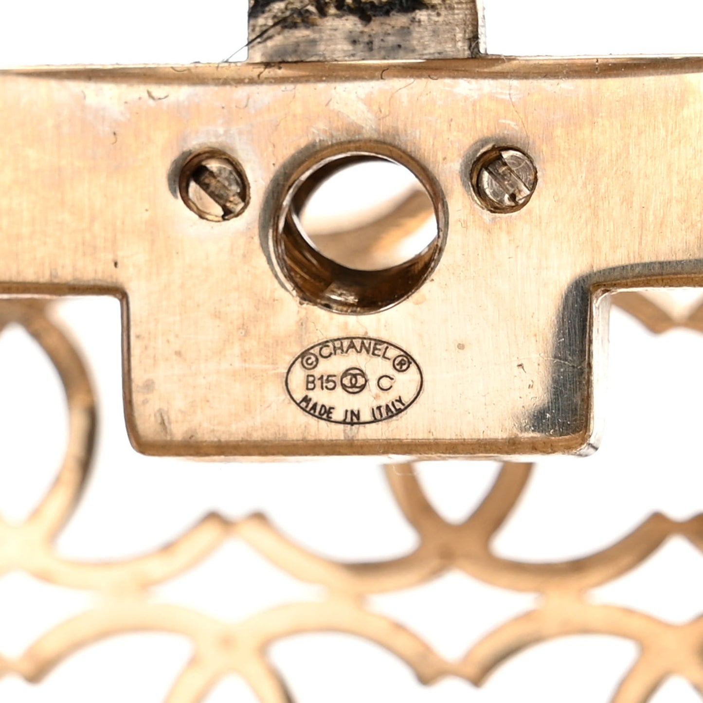 Metal CC Moucharabieh Minaudiere Crossbody Gold