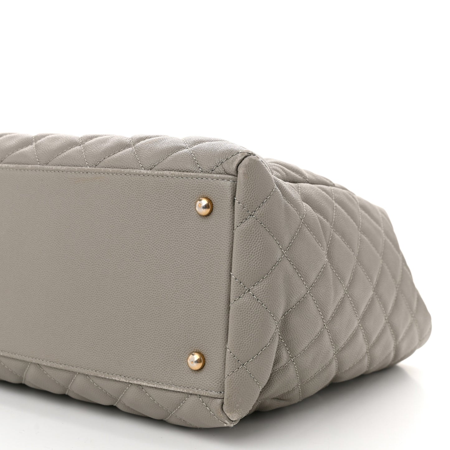 Caviar Quilted Large Coco Handle Shopping Tote Grey
