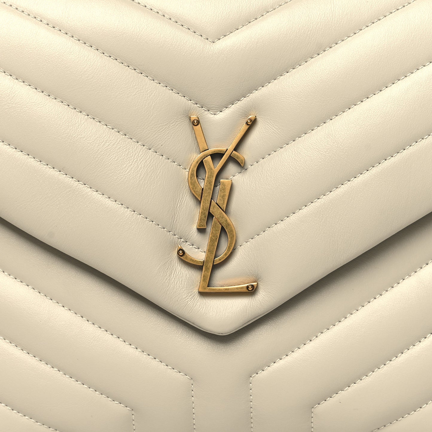 Calfskin Y Quilted Monogram Medium Loulou Chain Satchel Crema Soft