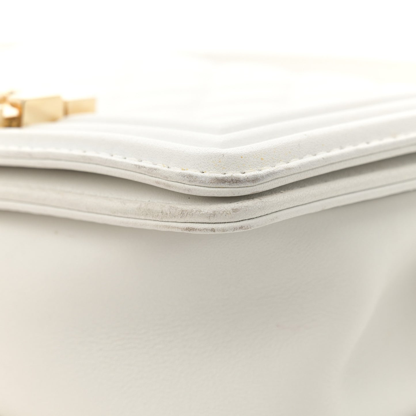 Lambskin Quilted Small Boy Flap White