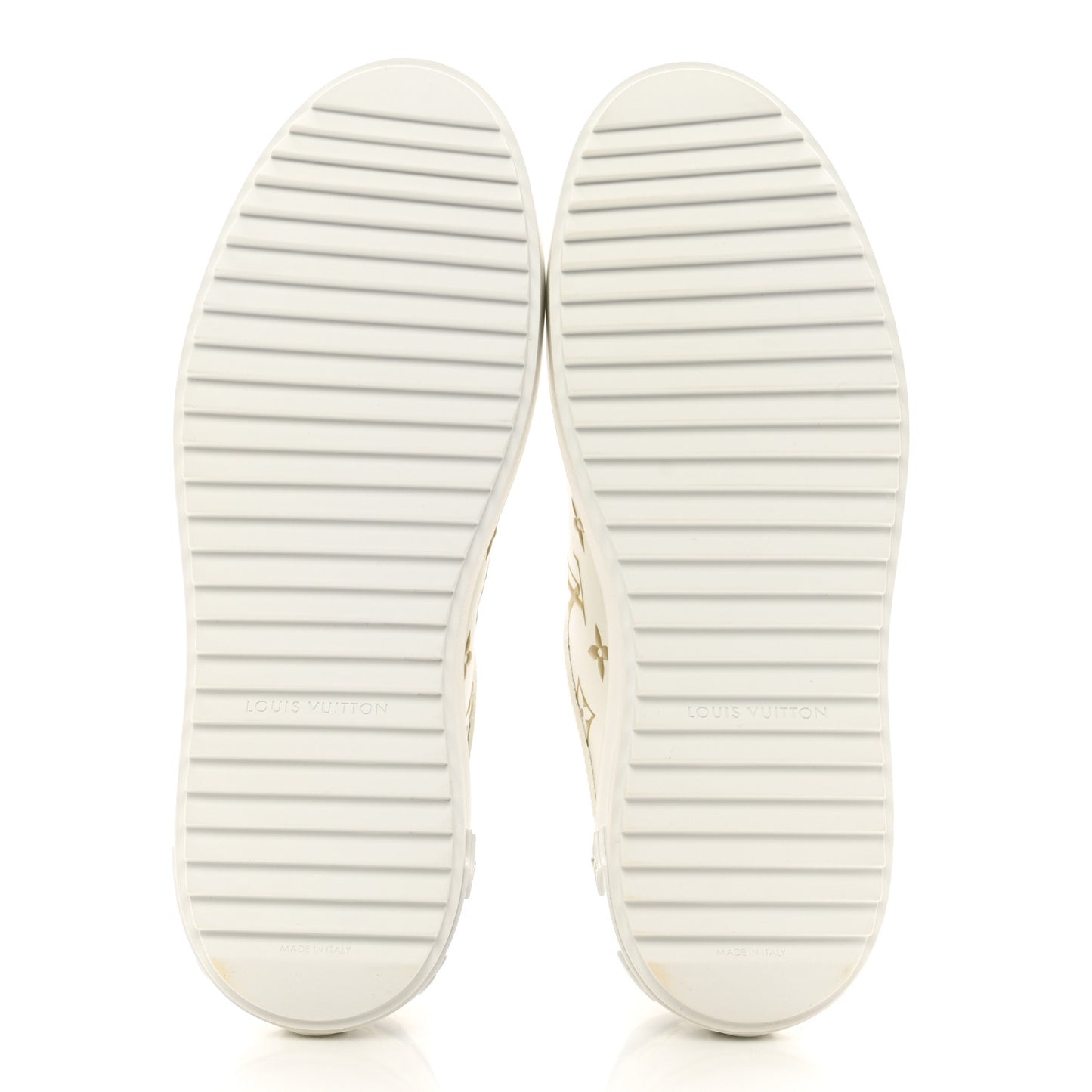 Calfskin Monogram Debossed Time Out Sneakers 39 White Gold