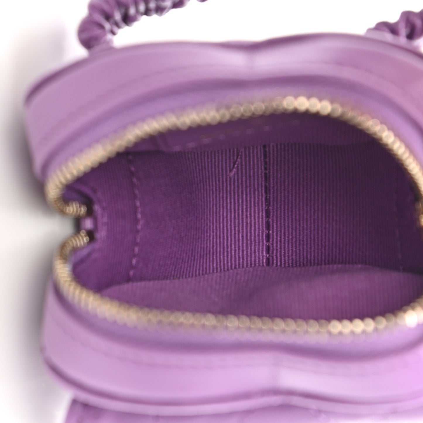Lambskin Quilted CC In Love Heart Zipped Arm Coin Purse Purple