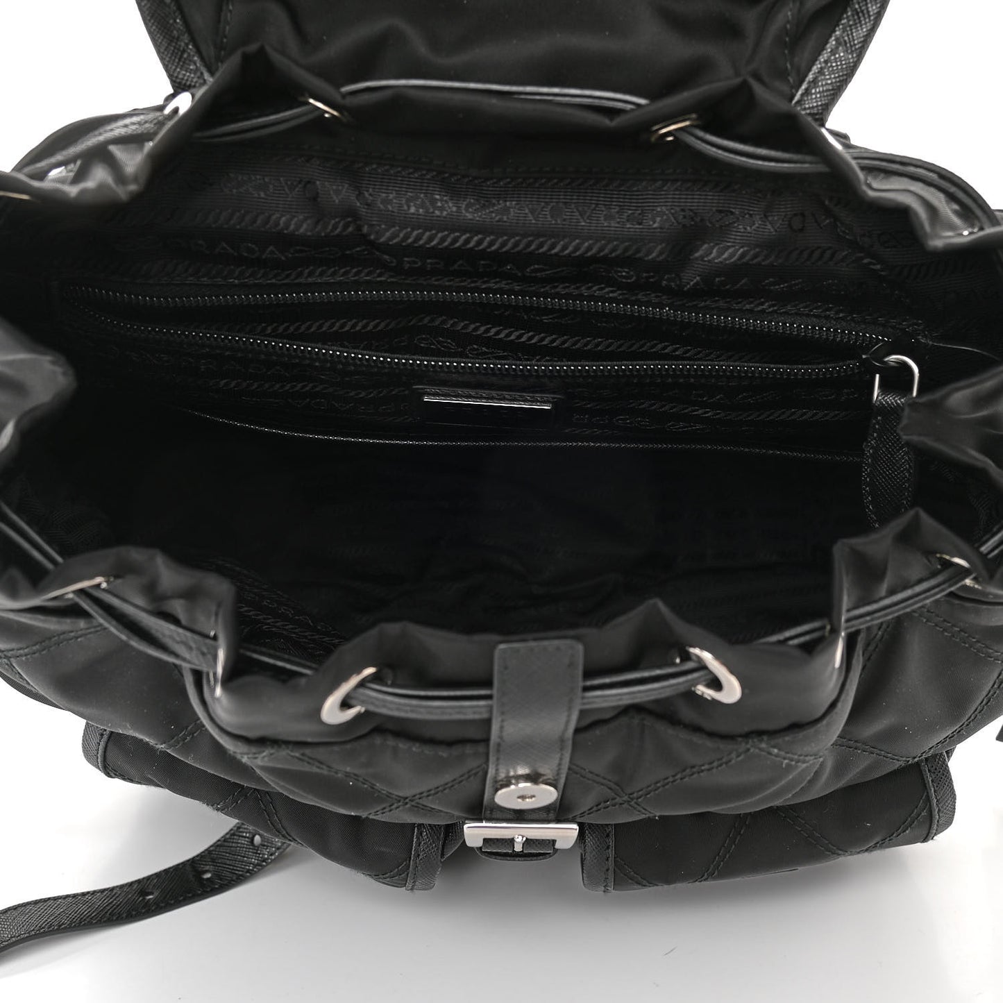 Tessuto Nylon Saffiano Vela Quilted Backpack Black
