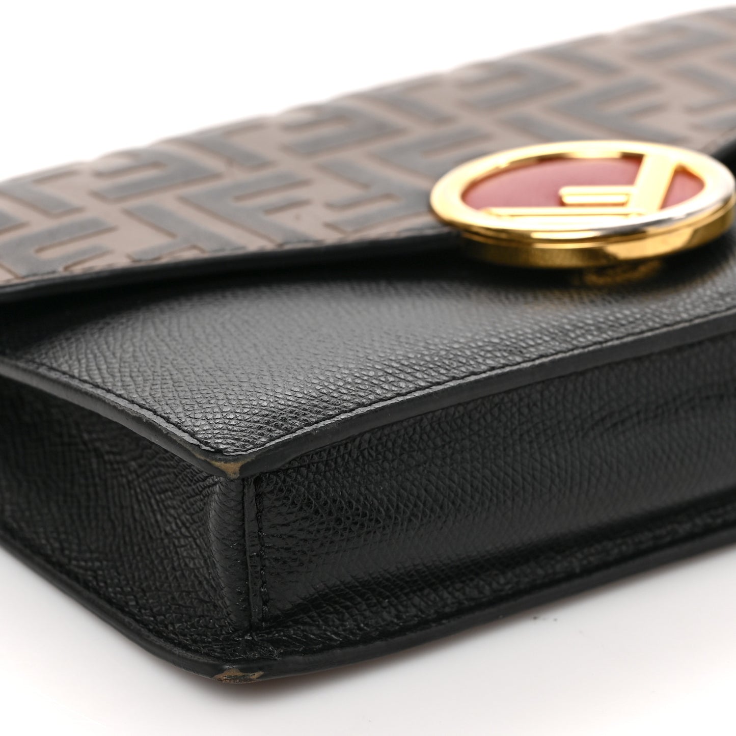 Vitello Cruise F is Fendi Bi-Color FF 1974 Embossed Medium Envelope Wallet On Chain Black Maya