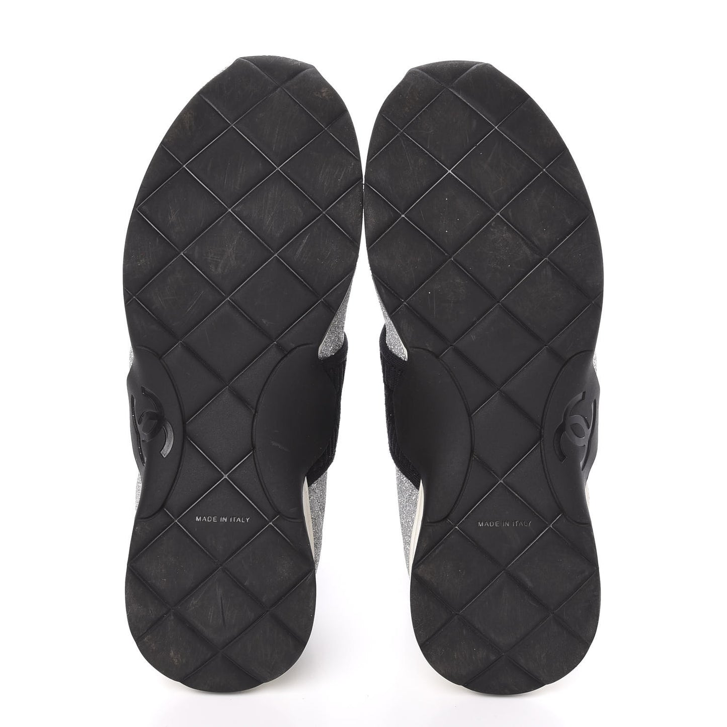 Glitter Stretch Fabric CC Sneakers 39 Black Silver