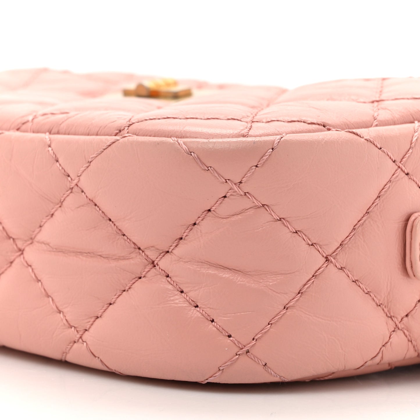 Aged Calfskin Quilted Mini Reissue Camera Case Pink