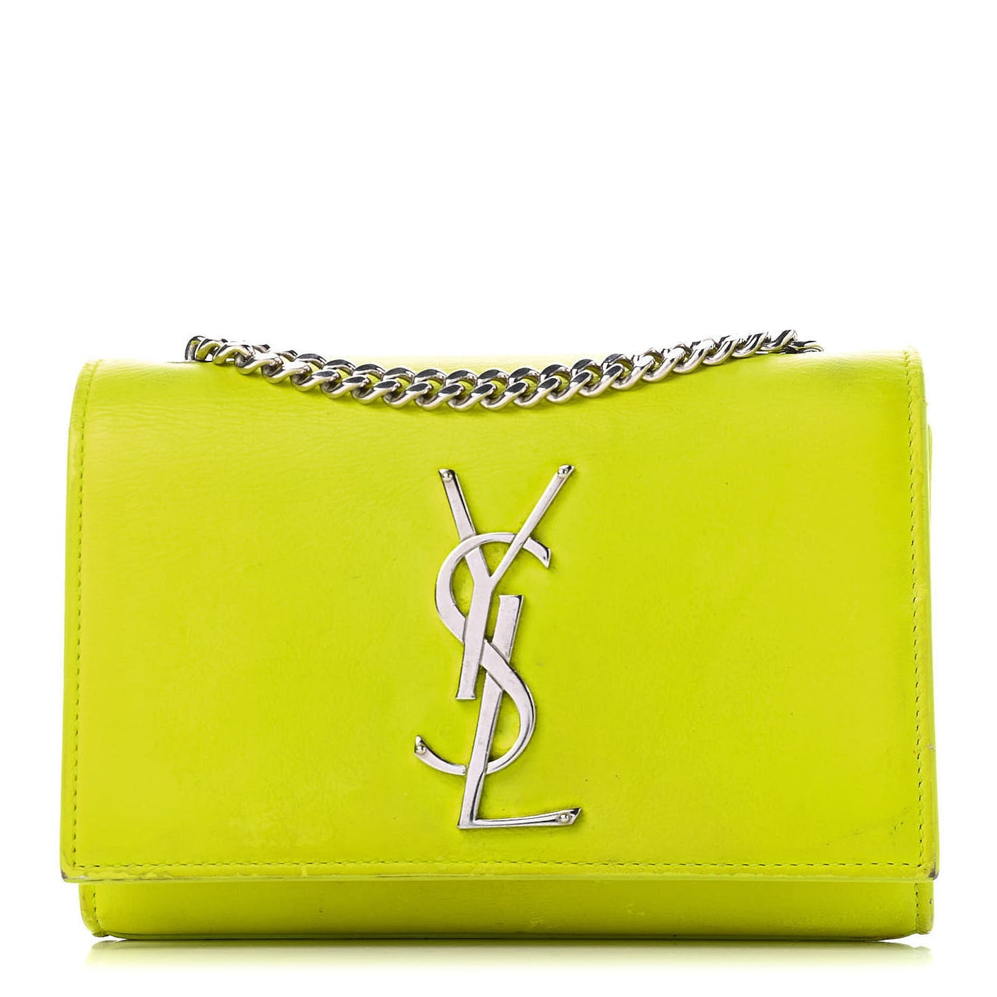 Patent Grain de Poudre Small Monogram Kate Satchel Neon Yellow