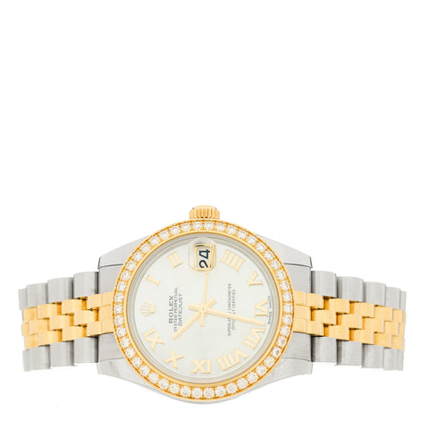 Stainless Steel 18K Yellow Gold Diamond Mother of Pearl 31mm Oyster Perpetual Datejust Watch Roman 178383