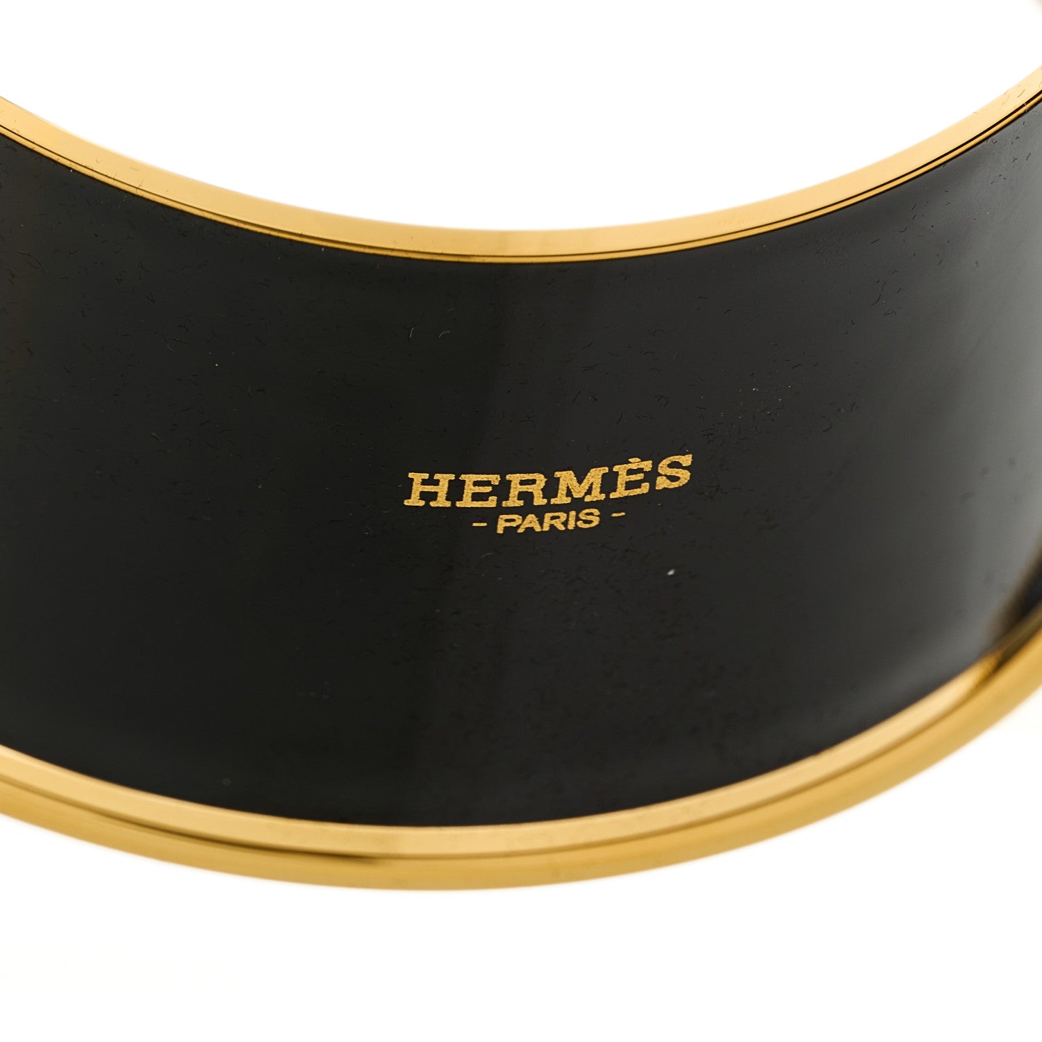 Hermes Enamel Printed Coaching Extra Wide Bracelet 62 Pollen Et Azur 5 of 7