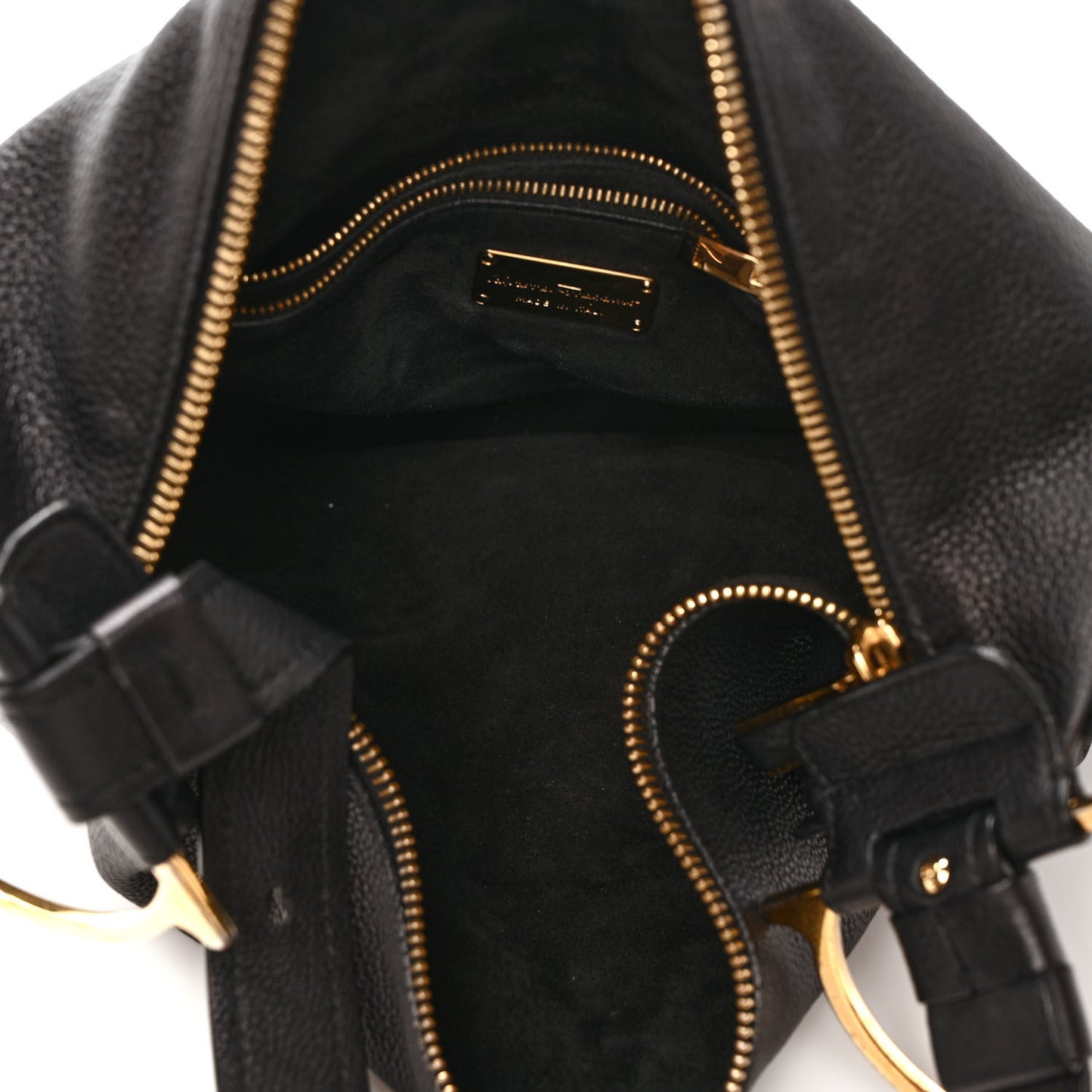 Grained Calfskin Hobo Black