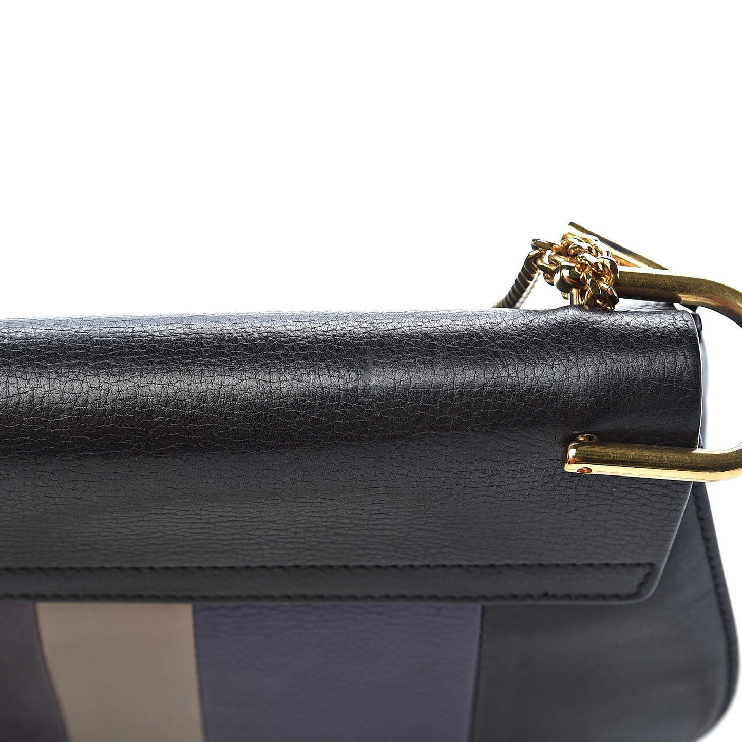 Suede Calfskin Patchwork Drew Shoulder Bag Black