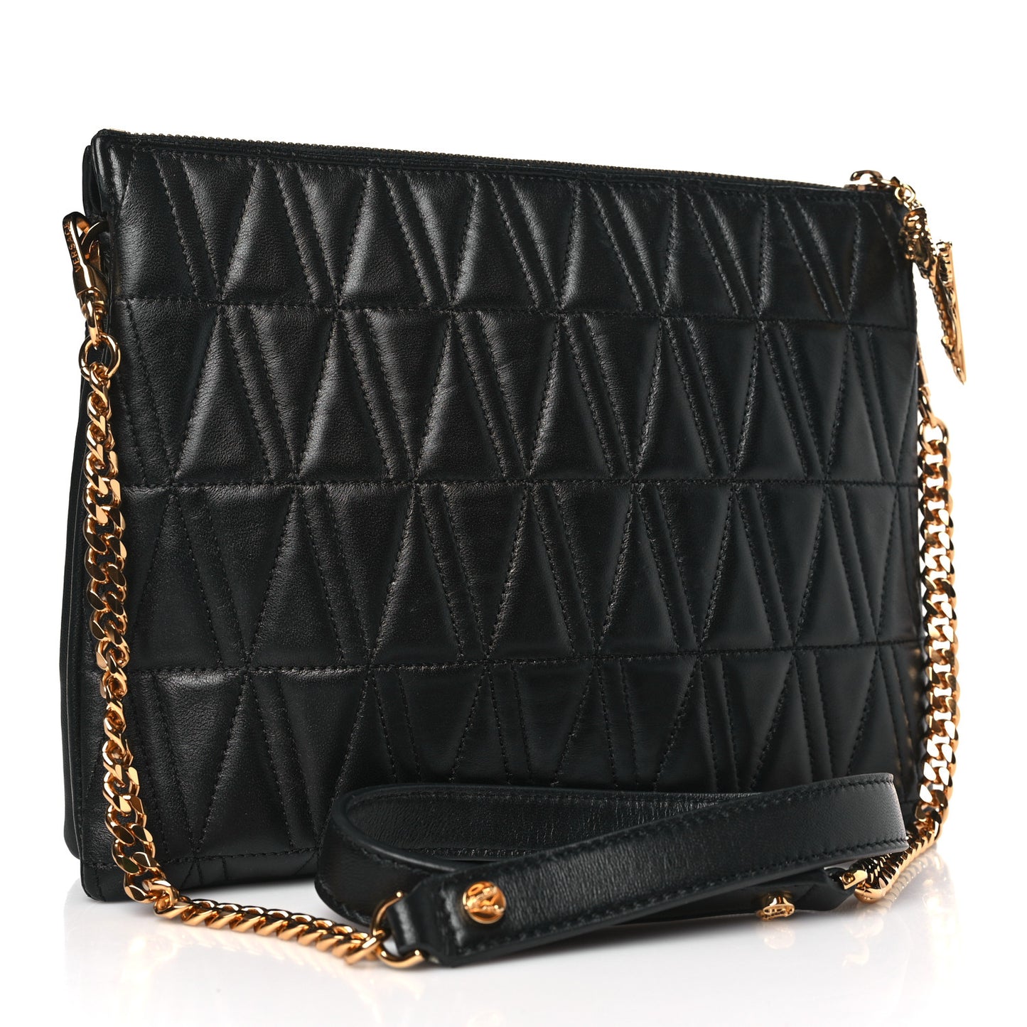 Nappa Quilted Virtus Chain Shoulder Bag Black