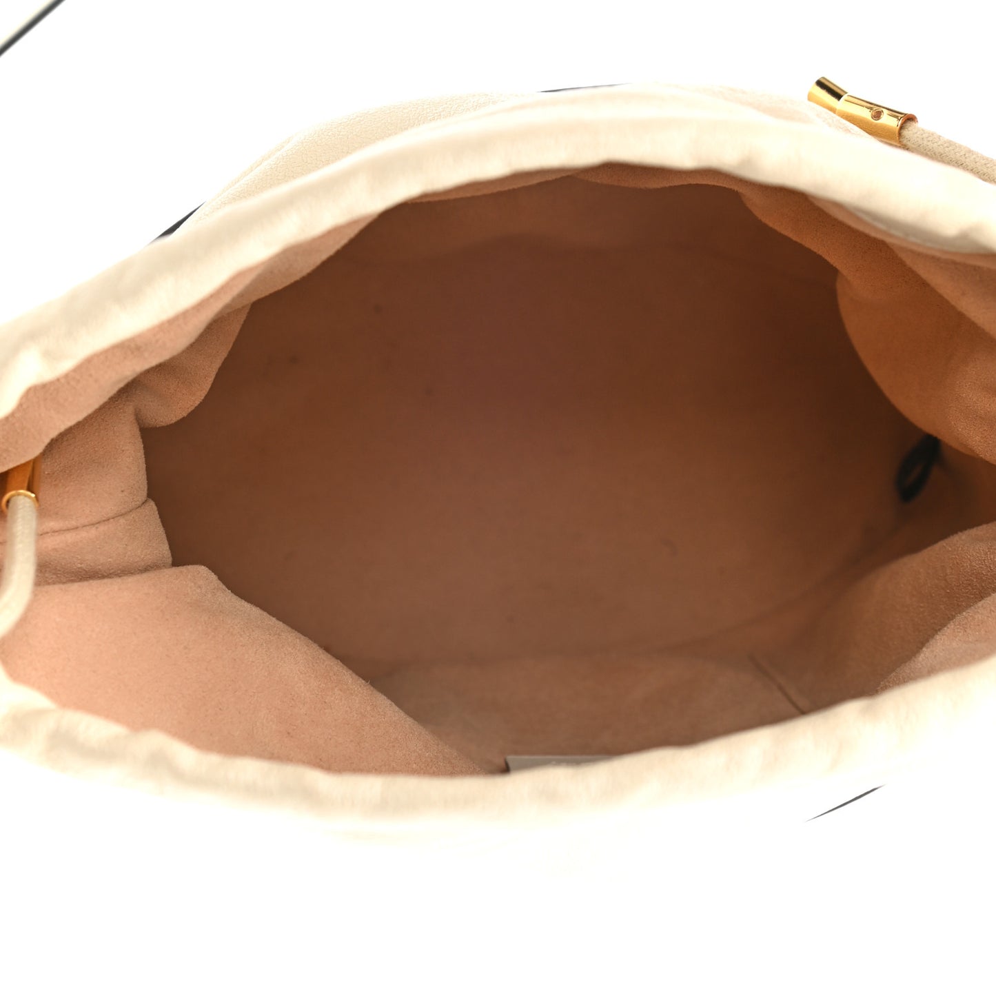 Azalea Sakai Calfskin Horsebit 1955 Drawstring Bucket Bag Mystic White