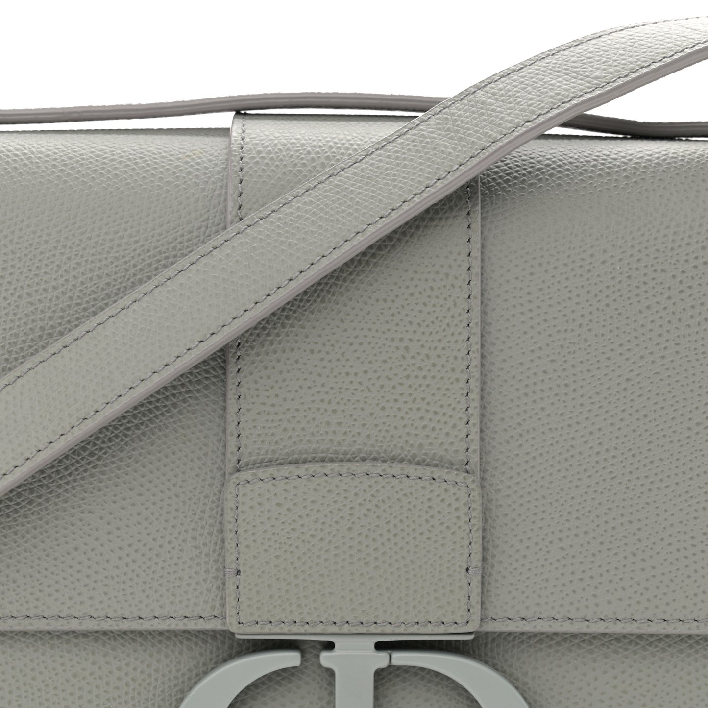 Ultra Matte Grained Calfskin 30 Montaigne Flap Bag Grey