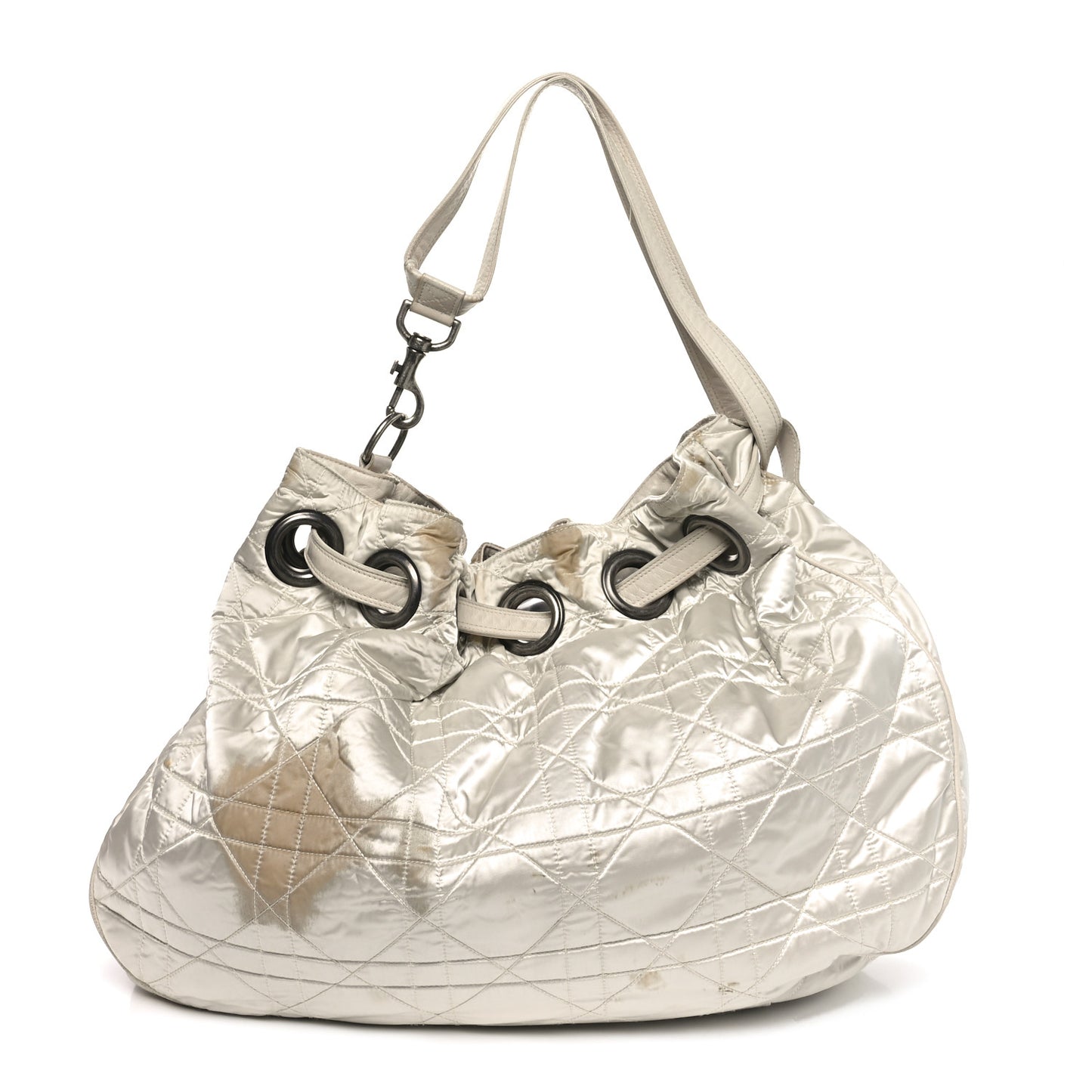 Nylon Cannage Drawstring Bag White
