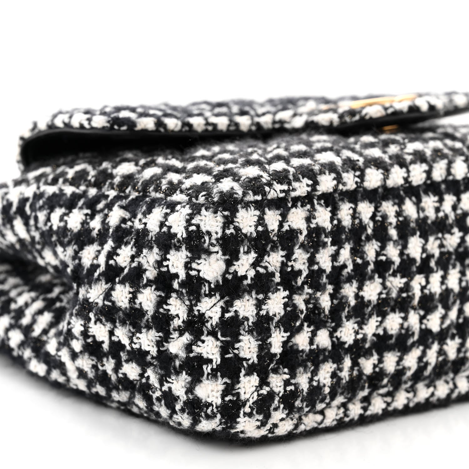 Chanel Tweed Houndstooth Quilted Small Wavy CC Hobo Black White 9 of 11