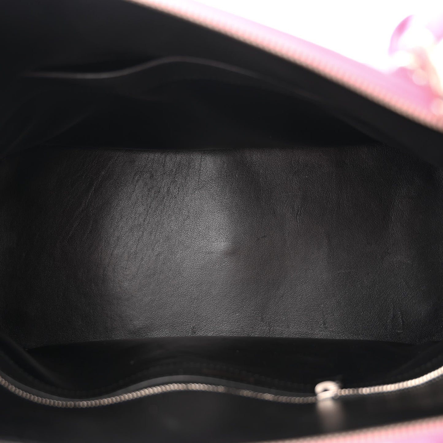 Signature Grained Calfskin Logo M Ville Top Handle Bag Rose Bubblegum Black