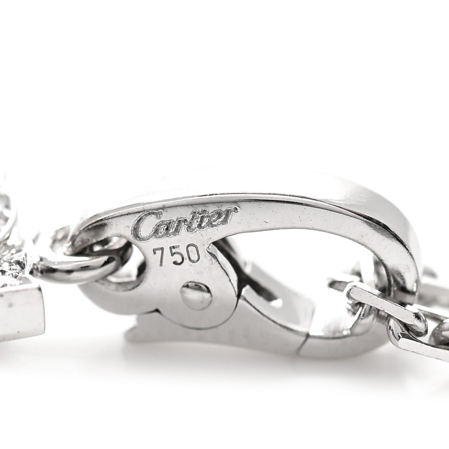 18K White Gold Diamond Double C Cartier Pendant Necklace