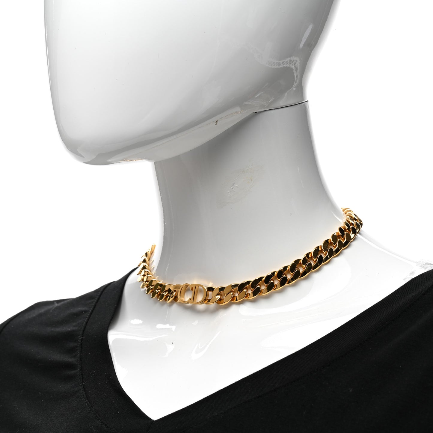 Metal CD Choker Necklace Gold