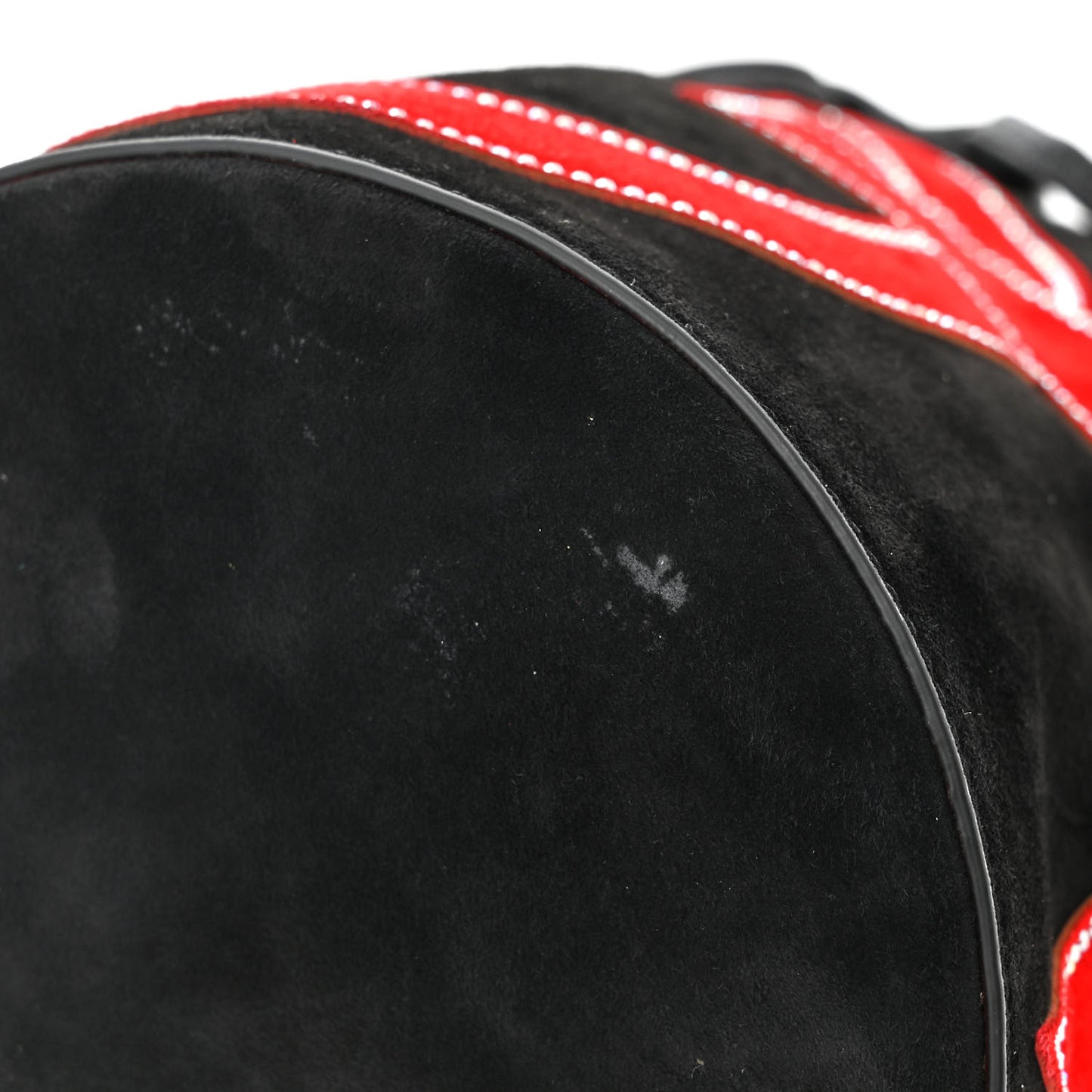Suede Strass Love Marie Jane Bucket Black Red