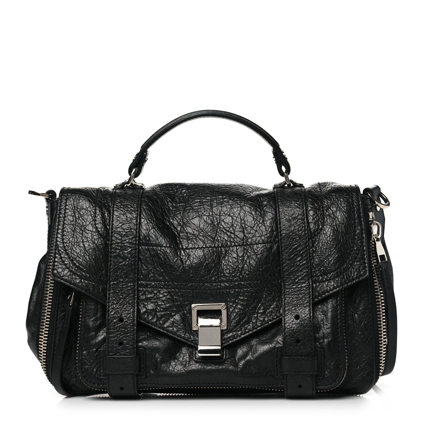 Lambskin Medium PS1 Plus Zip Satchel Black