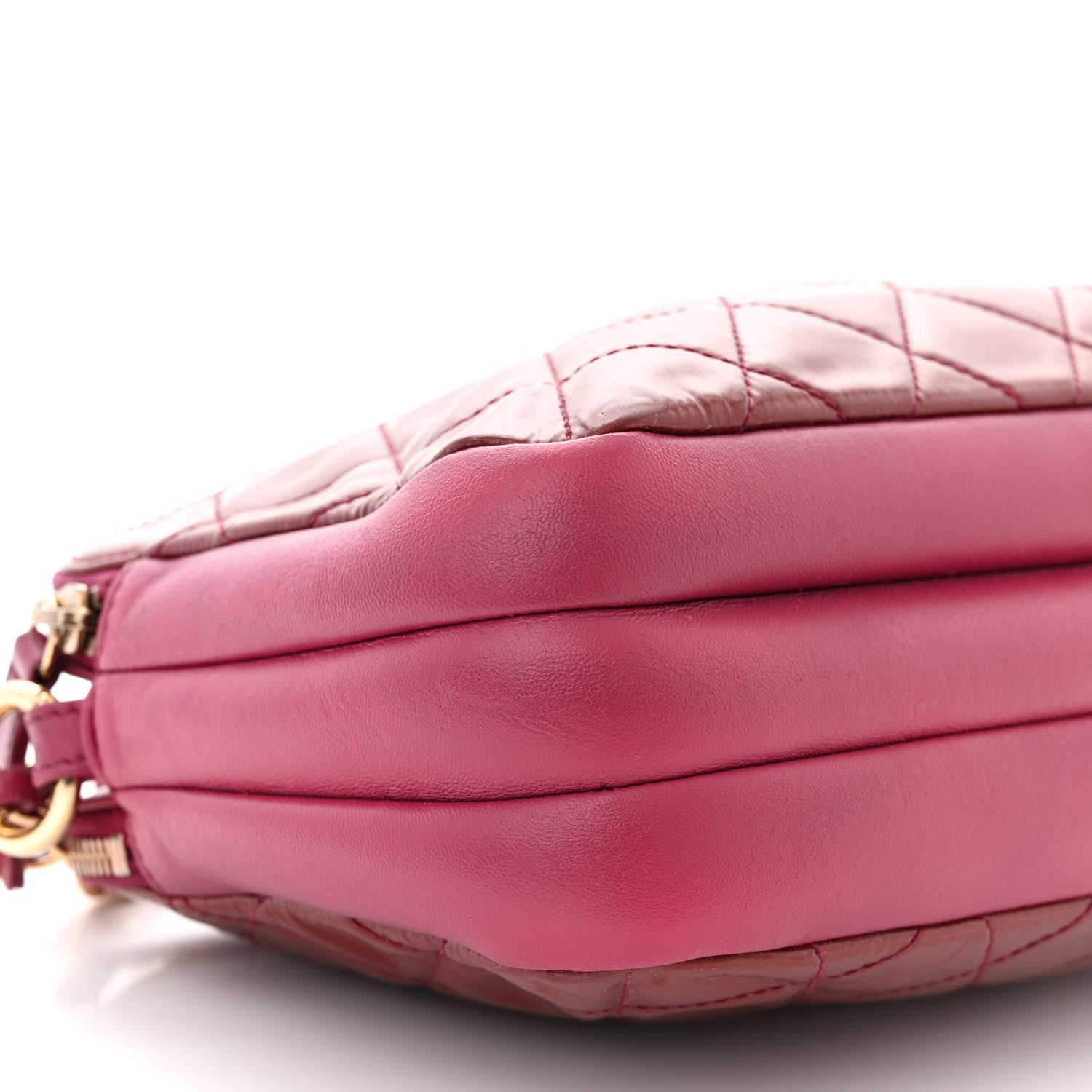 Chanel Patent Quilted Crown CC Double Zip Bag Dark Pink 11 of 13