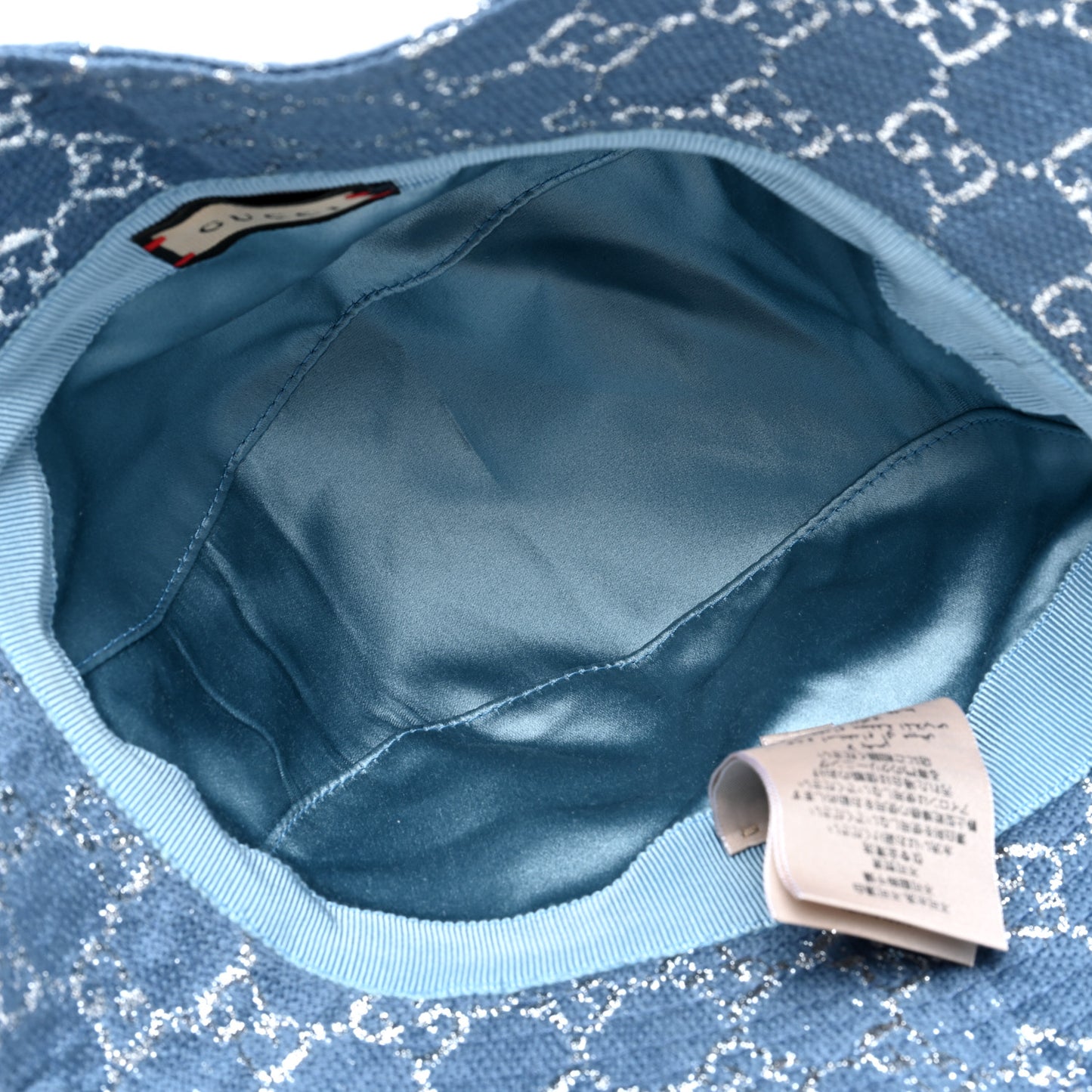 Canvas Lame GG Monogram Bucket Hat S Light Blue Silver