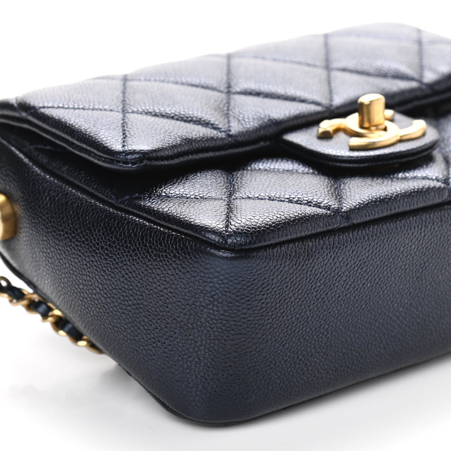 Iridescent Caviar Quilted Mini My Perfect Flap Black