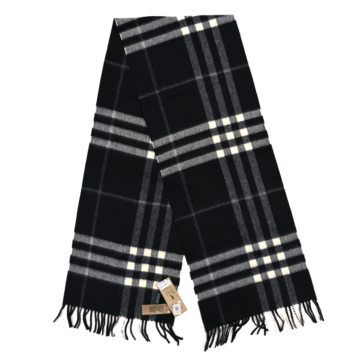 Cashmere Giant Check Scarf Black