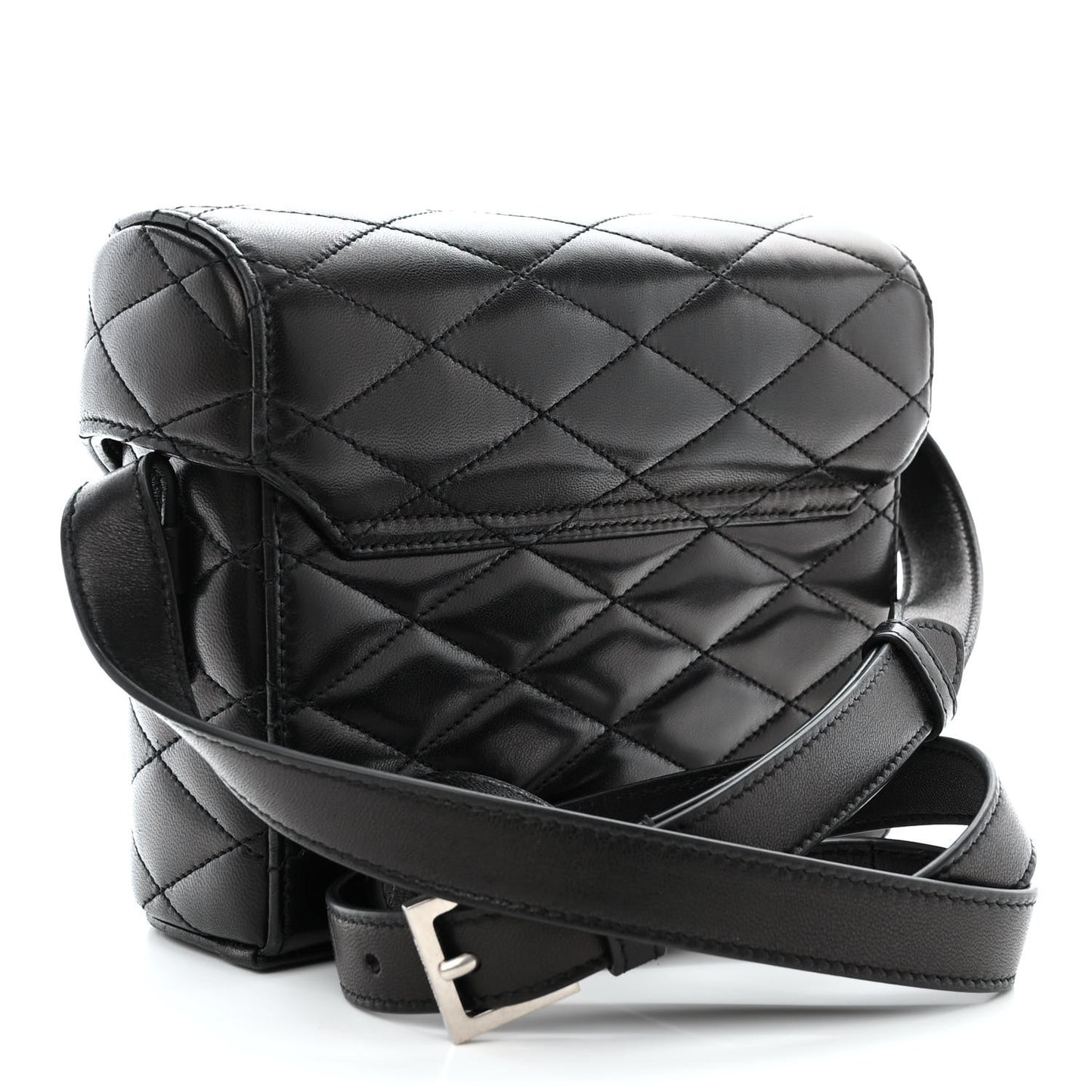 Lambskin Quilted Monogram June Box Bag Black
