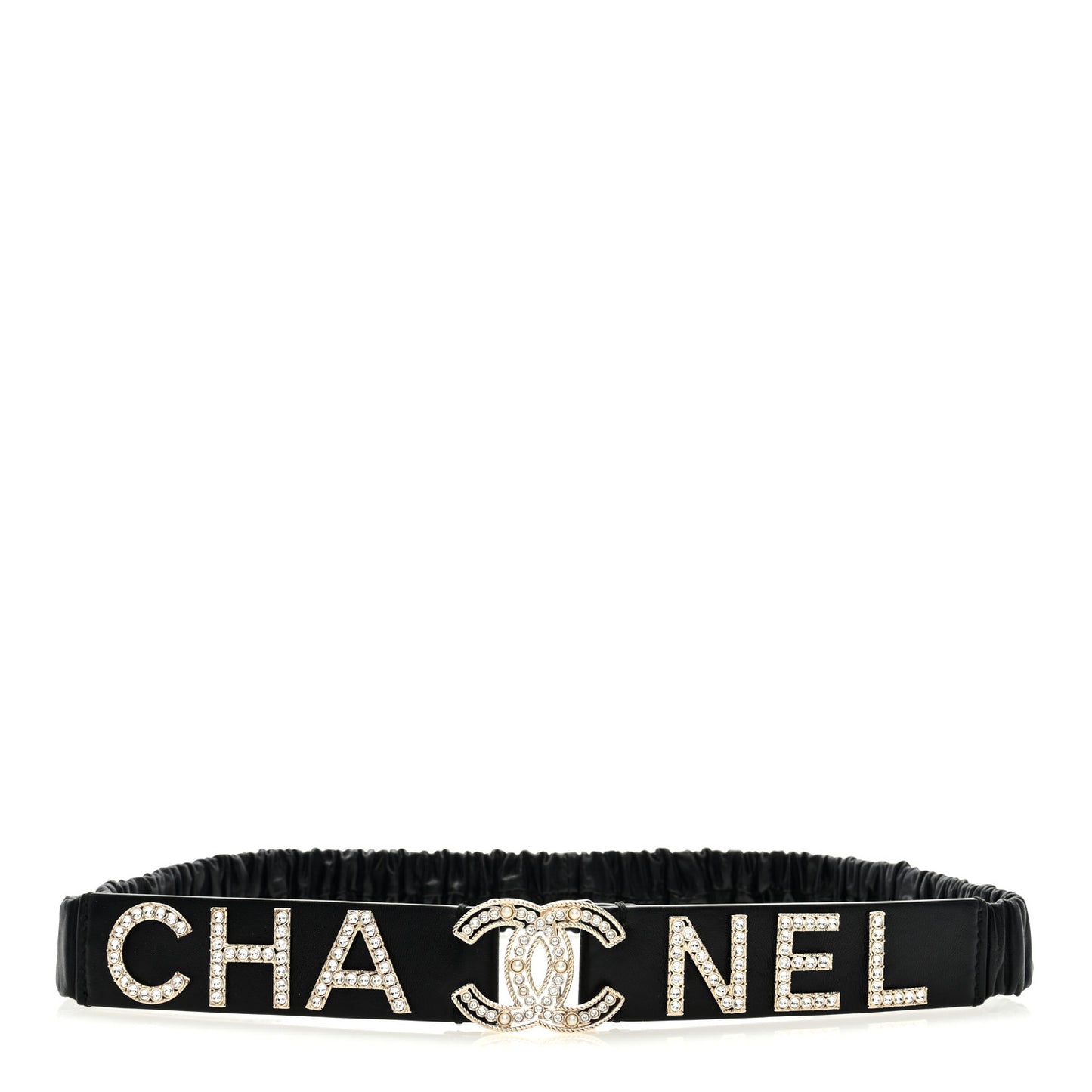 Lambskin Crystal Logo Belt 85 34 Black