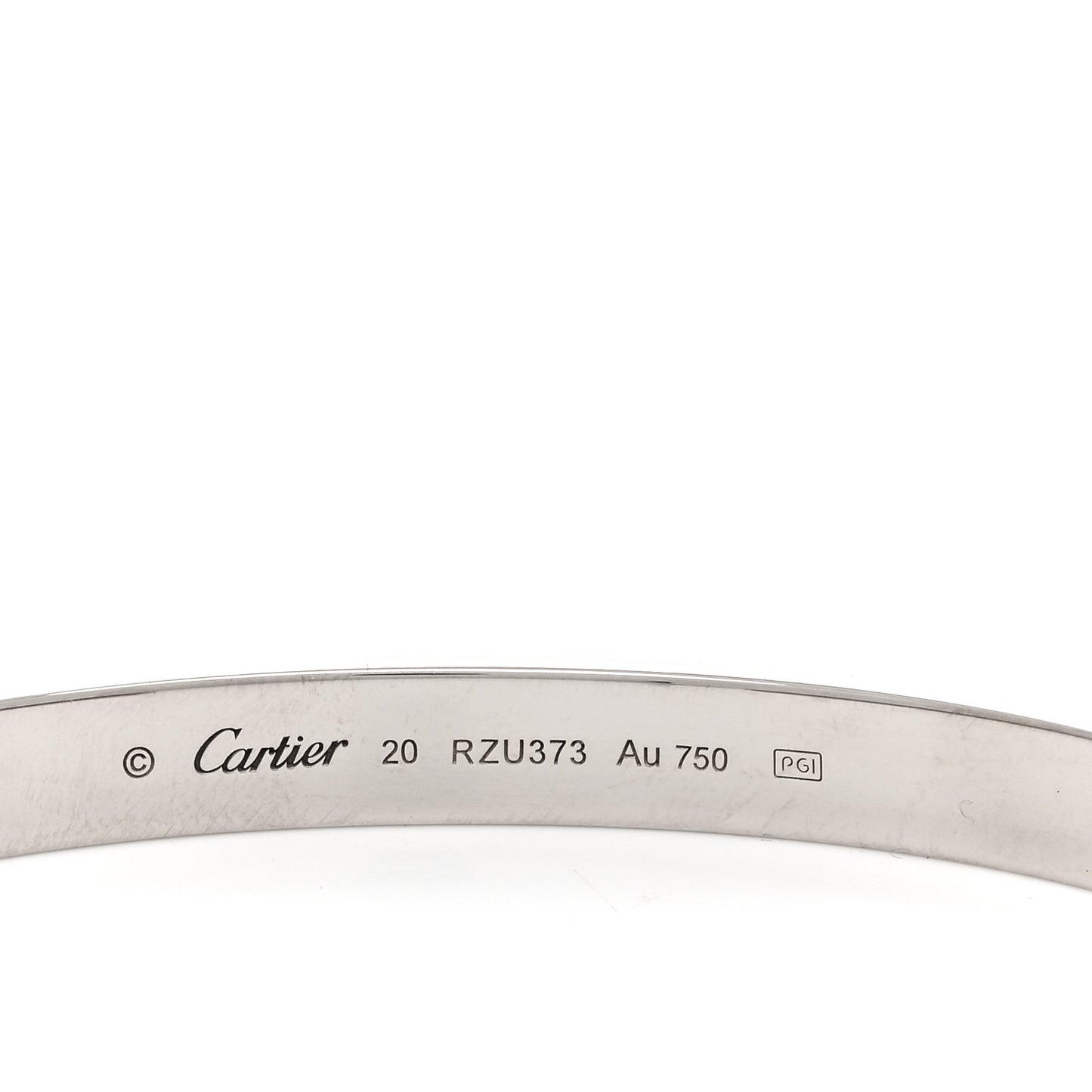 18K White Gold LOVE Cuff Bracelet 20