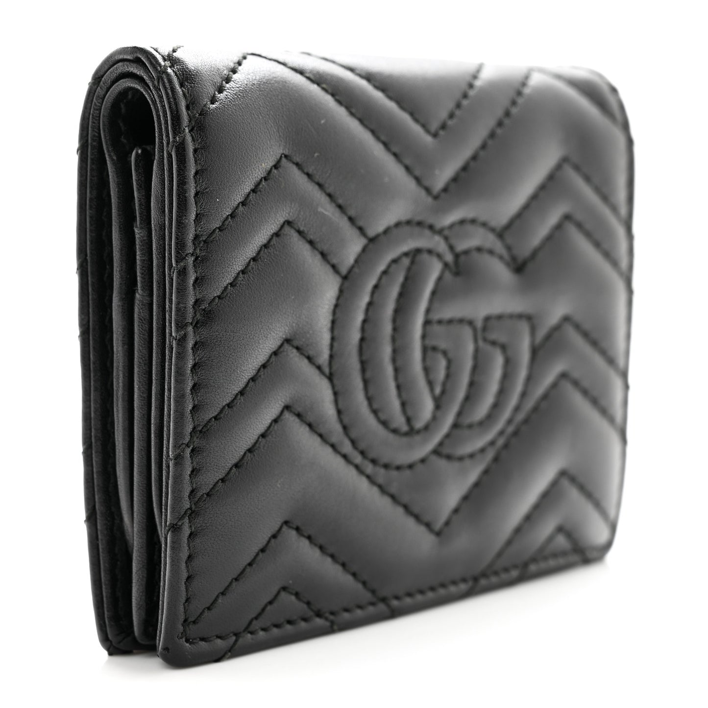 Calfskin Matelasse GG Marmont Card Case Wallet Black
