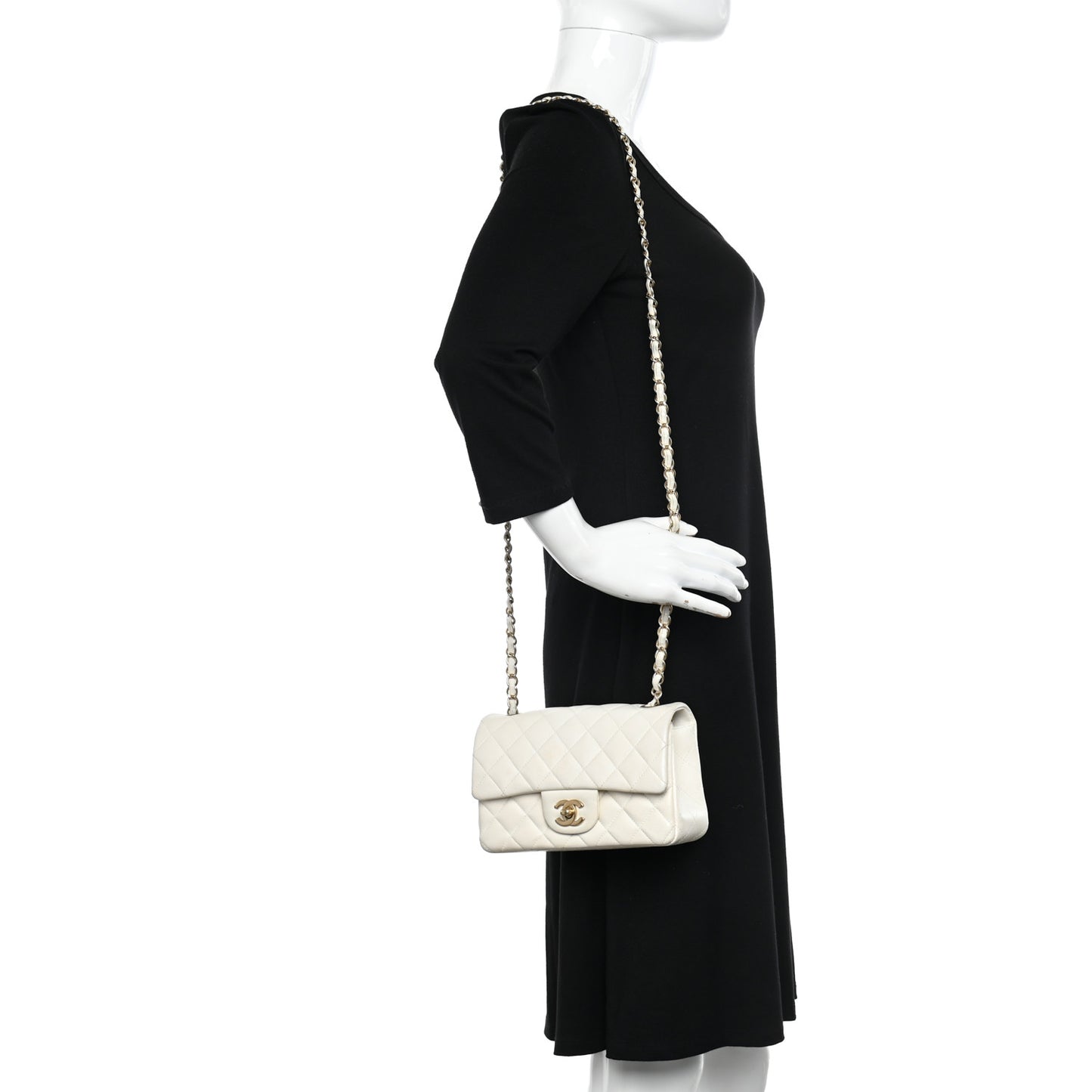 Lambskin Quilted Mini Rectangular Flap White