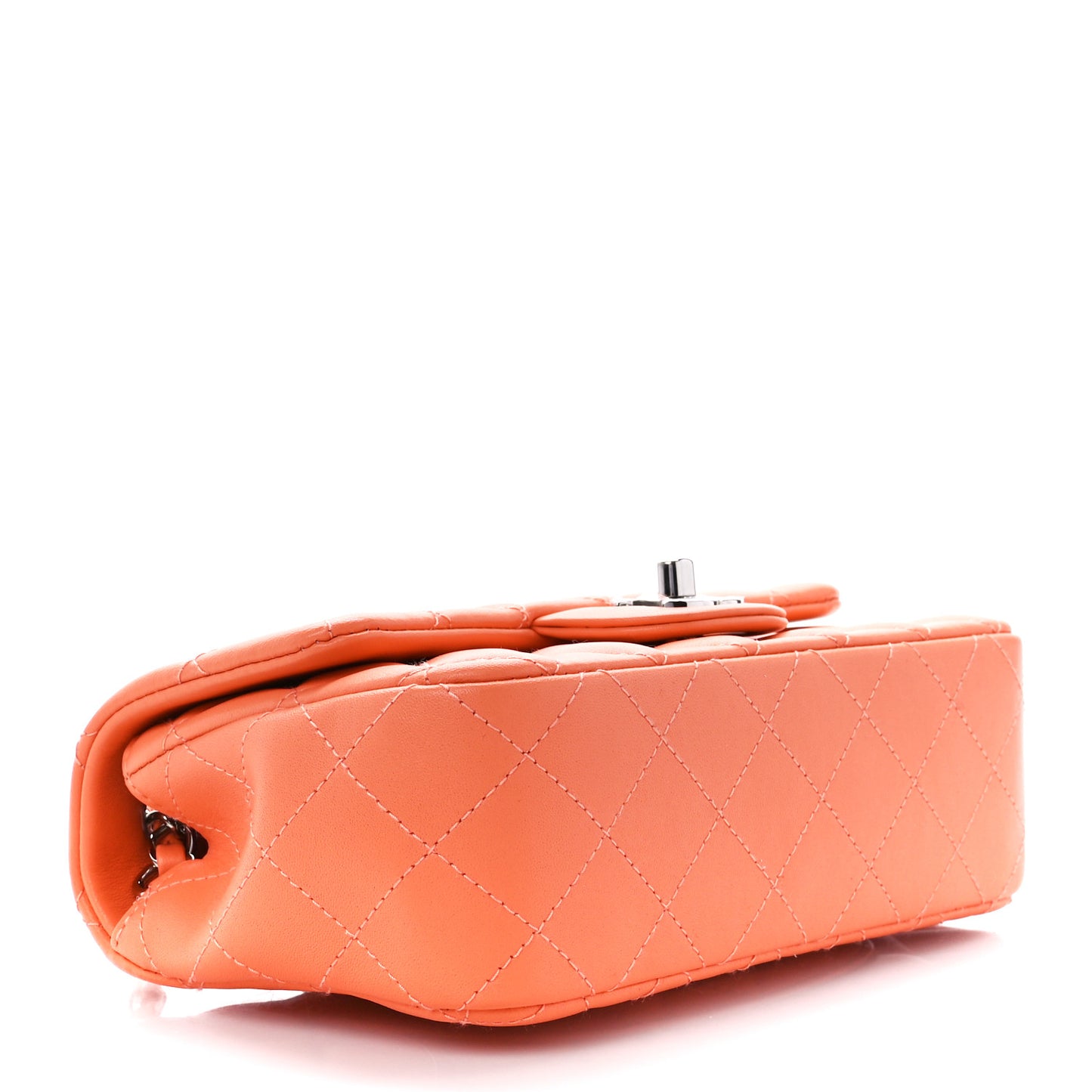 Lambskin Quilted Mini Rectangular Flap Light Orange