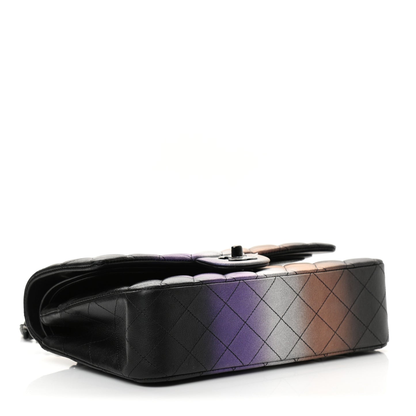 Calfskin Quilted Ombre Medium Double Flap Black